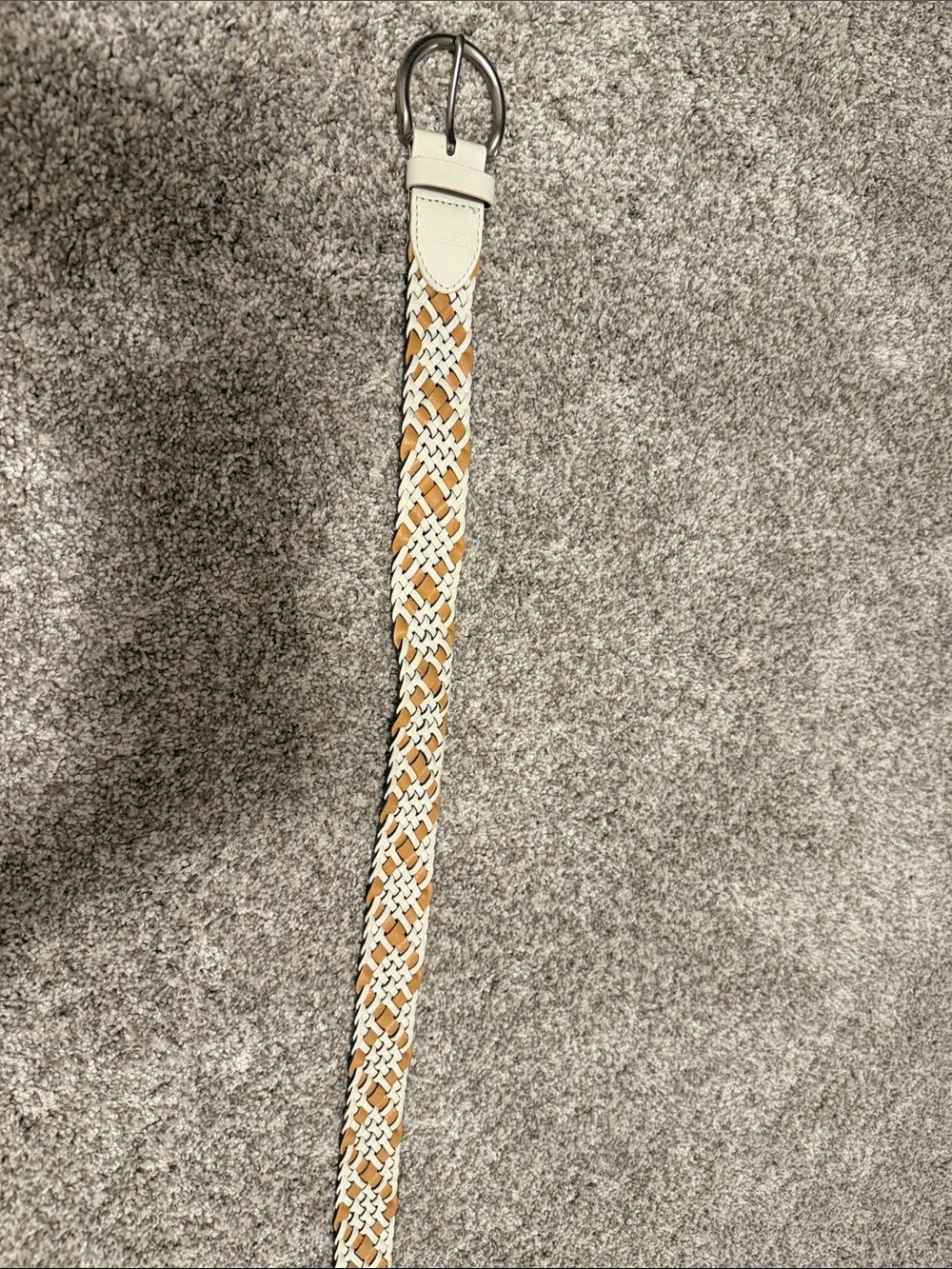Relic Braided Leather Belt in Black, White & Tan